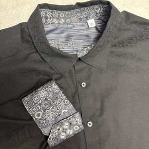Robert Graham Button‎ Down Dress Shirt Long Sleeve Jacquard Print Flip Cuff 2XL